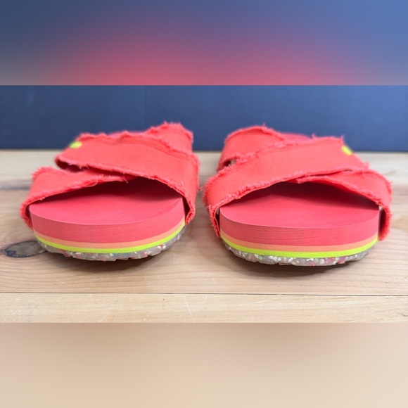 New Vionic Summer Beach Boardwalk Panama Canvas Slide Sandals In Poppy Size 7 - Picture 3 of 10